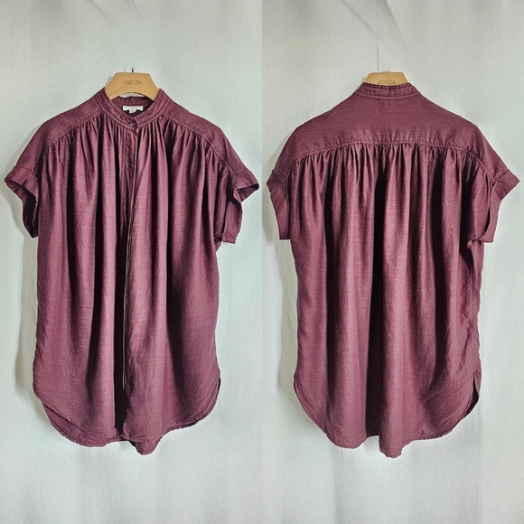 🇨🇦 Aritzia Wilfred Cabernet Wine Button-Up Bertillion Blouse - Picture 9 of 16